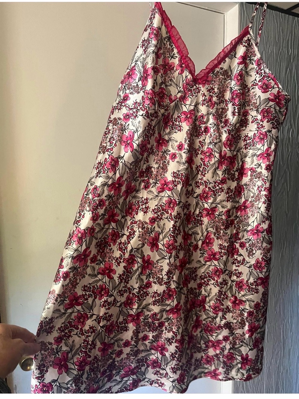 Floral Pink Silky Nightie night gown large
